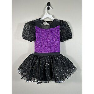 Weissman Dance Costume Large Child LC 14 Purple Black Tutu Sequin Animal Print